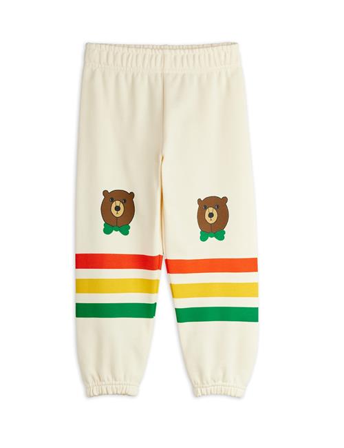 Mini Rodini GOTS Bear Stribet Sweatpants Offwhite  Offwhite 116/122 cm  Hvid  116/122 cm  Drenge