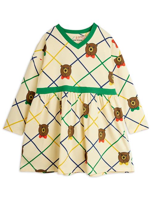 Mini Rodini GOTS Bear Ternet Kjole Med Lange Ærmer Offwhite  Offwhite 128/134 cm  Hvid  128/134 cm  Piger