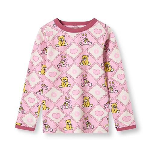 Småfolk Elstar Langærmet Top Med Bamser Pink Lace  Lace-3-4 Y  Lyserød  3-4 år  Piger