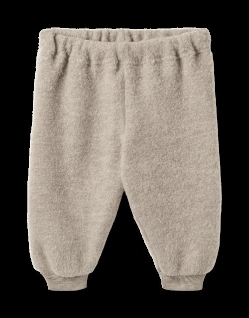 Wheat Kinnie Fleece-bukser I Uld Khaki Melange  Khaki Melange 74 cm Uld Brun  74 cm  Drenge, Piger