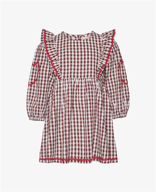 Sissel Edelbo Nanette MINI Kjole Brun Brown Checks  Brown Checks 5-6 Y  Brun  5-6 år  Piger
