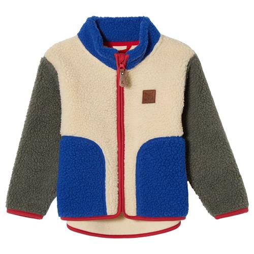 Kuling Austin Pile Fleece-jakke White Green Blue Blocking White/Green/Blue Blocking 128 cm  Hvid  128 cm  Drenge, Piger