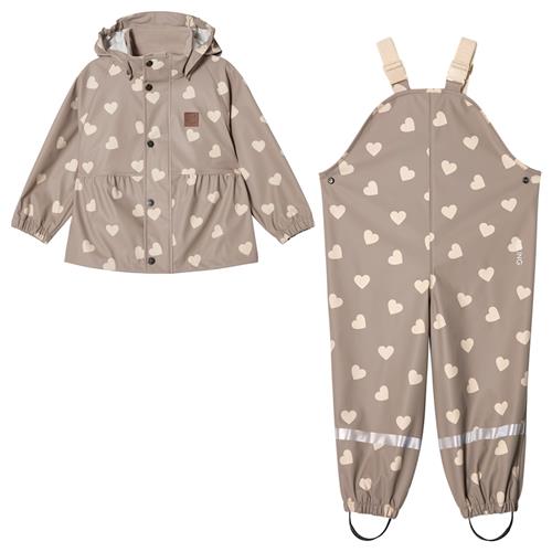 Kuling Toulouse Uforet Regnsæt Taupe Hearts Taupe Hearts 122/128 cm Rain Brun  122/128 cm  Drenge, Piger
