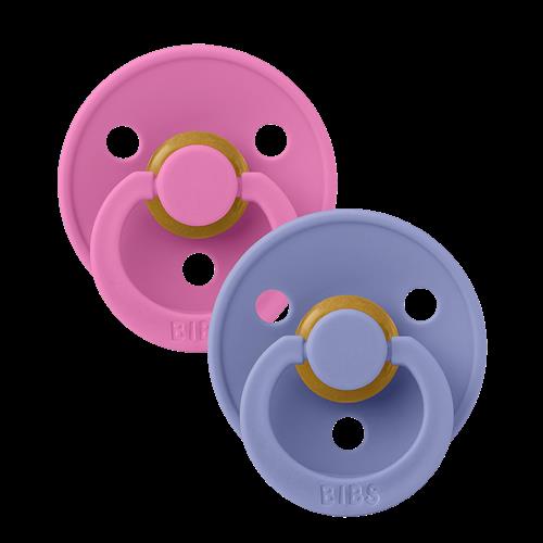 BIBS Colour 2-pak Runde Latex-sutter Bubbelgum Peri  Bubbelgum Peri 6+ Months Latex Lyserød  6+ måneder  Piger