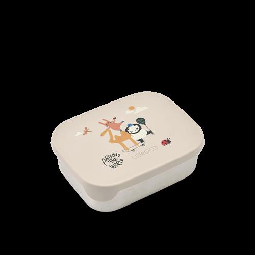 Liewood Arthur Madkasse Med Tryk Around The World / Sandy  Printed Lunch Box-OS  Beige  One Size  Drenge, Piger