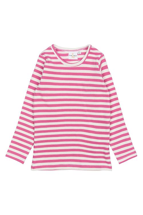 The New Siblings GOTS Fro Rib T-shirt Med Lange Ærmer Ibis Rose Striped  Ibis Rose Striped 92 cm  Lyserød  92 cm  Drenge, Piger