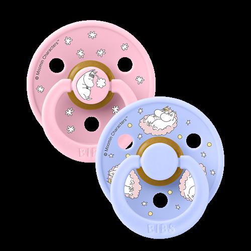 BIBS Moomins Dreaming 2-pak Runde Latex-sutter Hush Baby Pink  Hush Baby Pink 6+ months  Lyserød  6+ måneder  Piger