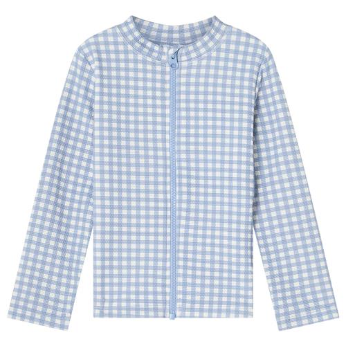 Kuling Montauk UV-skjorte Med Lynlås Dove Blue Gingham  Dove Blue Gingham 74/80 cm  Blå  74/80 cm  Drenge, Piger