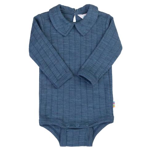 Joha Uldkrop Med Krave Blue Mealange  Blue Melange-100 cm  Blå  100 cm  Drenge, Piger
