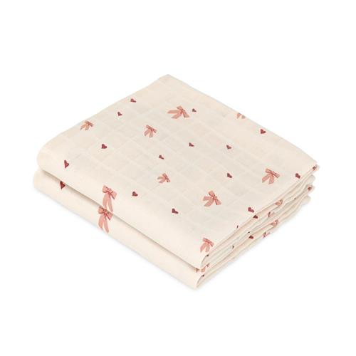 Cam Cam GOTS 2-pak Muslin-klud Bows  Bows One Size  Lyserød  One Size  Piger