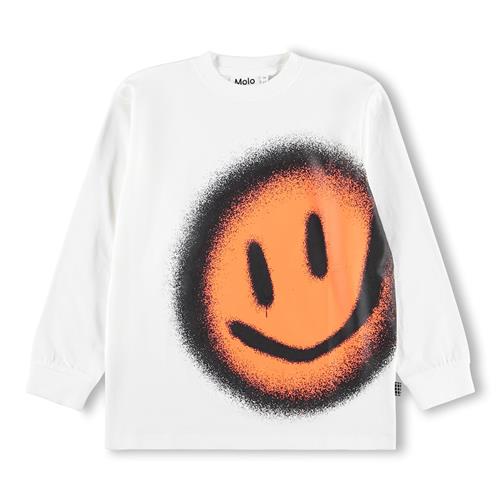 Molo GOTS Rube Langærmet T-shirt Bouncy Smile  Bouncy Smile 140 cm  Hvid  140 cm  Drenge