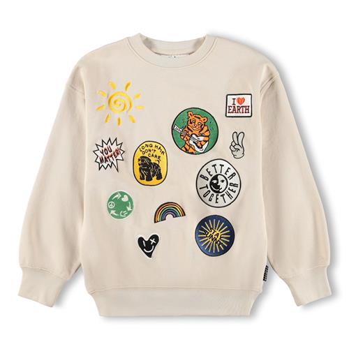 Molo Mar Sweatshirt Patch Party  Patch Party 128 cm  Beige  128 cm  Drenge
