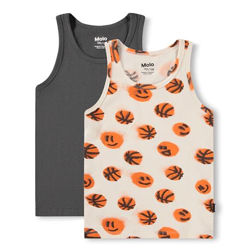 Molo GOTS Jayden 2-Pack Tank Top Raven Basketballs  Raven Basketballs 122/128 cm  Sort  122/128 cm  Drenge