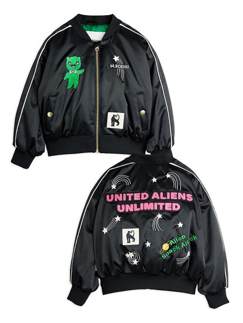Mini Rodini United Aliens Unlimited Baseballjakke I Satin Black  Black 116/122 cm  Sort  116/122 cm  Drenge, Piger