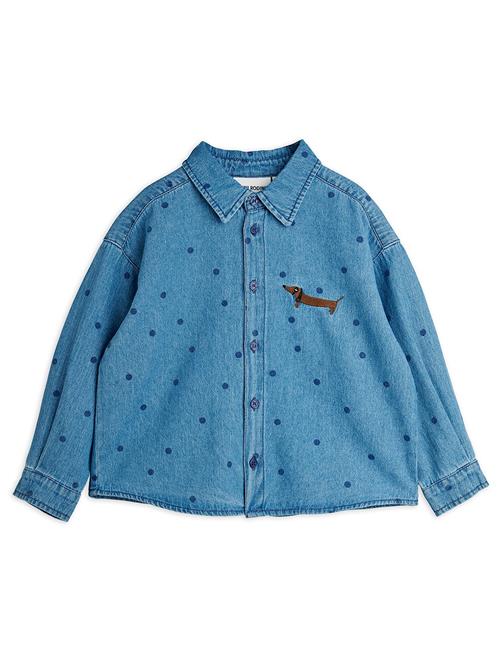 Mini Rodini Dots Denim-skjorte Blue  Blue 128/134 cm  Blå  128/134 cm  Drenge, Piger