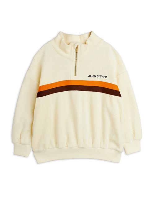 Mini Rodini Alien City Frotté-sweatshirt Med Halv Lynlås Off-white  Off-White 92/98 cm  Hvid  92/98 cm  Drenge, Piger