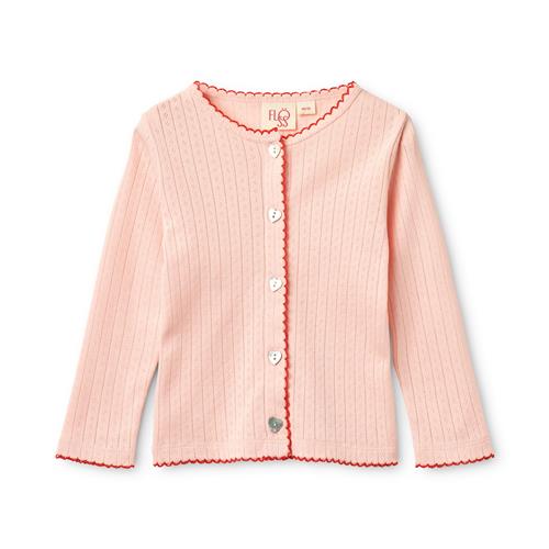Flöss Liva Pointelle Cardigan Soft Rose  Soft Rose 86 cm  Lyserød  86 cm  Piger
