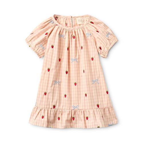 Flöss Dolly Kjole Med Sløjfe Berry Bow Gingham  Berry Bow Gingham 110 cm  Lyserød  110 cm  Piger