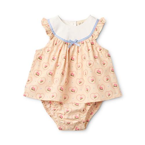 Flöss Berta Romper Rosy Heart  Rosy Heart 92 cm  Lyserød  92 cm  Piger