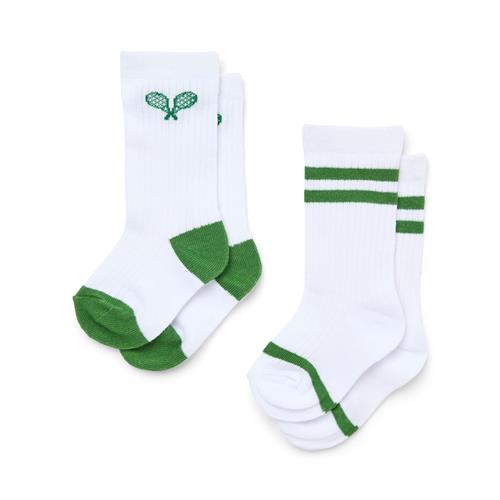 Flöss Vitus 2-pak Sokker White Green Tennis  White Green Tennis  25-28 EU  Hvid  25-28 EU  Drenge