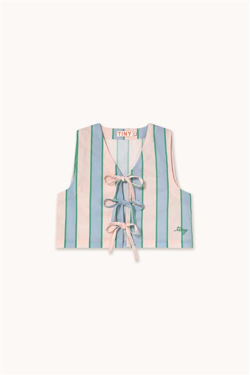 Tinycottons Retro Stripes Vest Med Sløjfer Pastel Pink  Pastel Pink 4 Y  Lyserød  4 år  Piger