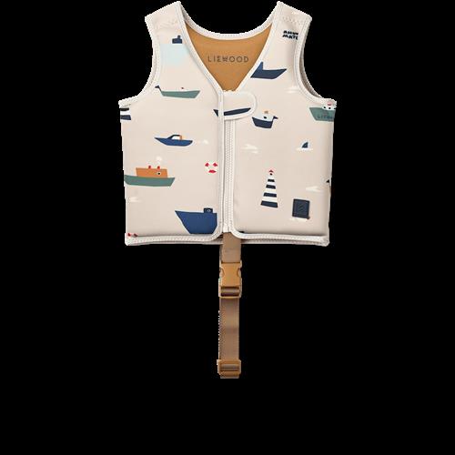 Liewood Dove Svømmevest Sailing / Sandy  Sailing / Sandy-19-30 kg  Creme  19-30 kg  Drenge, Piger