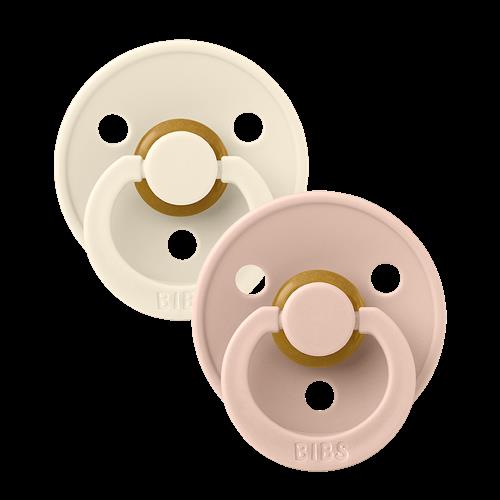 BIBS Colour 2-pak Runde Latex-sutter Ivory Blush  Ivory Blush 0+ months  Hvid  0+ måneder  Drenge, Piger