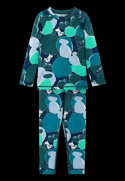 Reima Moomin Trivsam Termisk Basislag-sæt Dark Teal  Dark Teal-86 cm Uld Blå  86 cm  Drenge, Piger