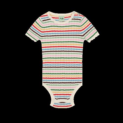FUB Baby Rib Body Multi Stripe  Multi Stripe-74 cm  Rød  74 cm  Piger