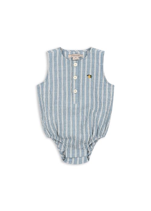 Konges Sløjd GOTS Elliot Romper Trio Bleu Stripe  Trio Bleu Stripe 9 months  Blå  9 måneder  Drenge