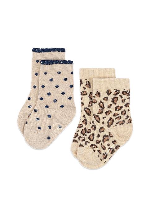 Konges Sløjd Leo And Dot 2-pak Glitter Jacquard-strømper Leo Dot  Leo Dot 19-21 EU  Brun  19-21 EU  Piger