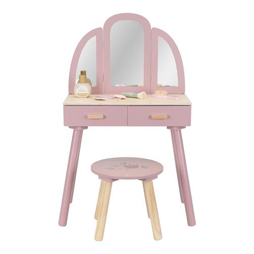 Little Dutch Sminkebord Med Skammel Pink  Pink-OS  Lyserød  One Size 3+ Years Piger