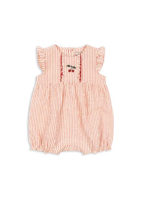 Konges Sløjd GOTS Ellie Romper Med Flæser Amour Stripe  Amour Stripe 18 months  Rød  18 måneder  Piger