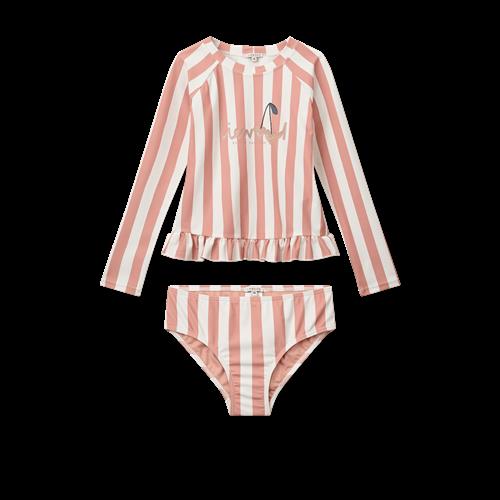 Liewood Dagny Stribet Badesæt Coral Blush / Creme De La Creme Stripe  Coral Blush / Creme De La Creme Stripe-92 cm  Creme  92 cm  Piger