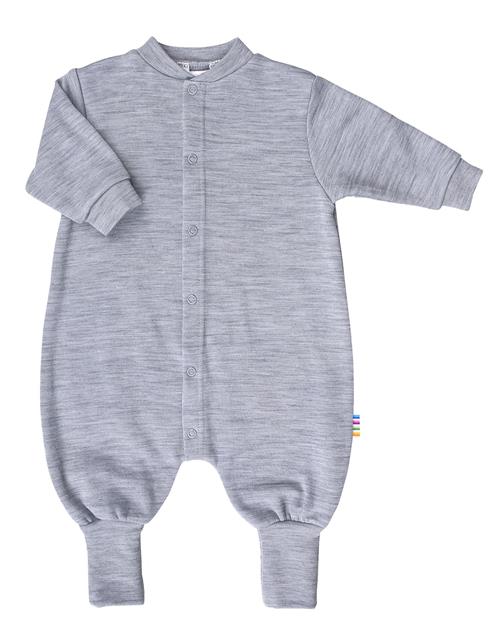 Joha Uld 2 I 1 Fod-jumpsuit Lt. Grey Melange  Lt. Grey Melange-60 cm Uld Grå  60 cm  Drenge, Piger