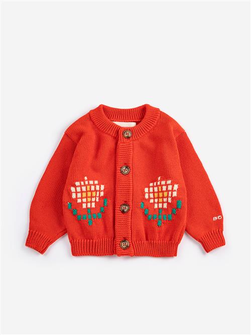 Bobo Choses Pixel Daisy Cardigan Red  Red 9 months  Rød  9 måneder  Drenge, Piger