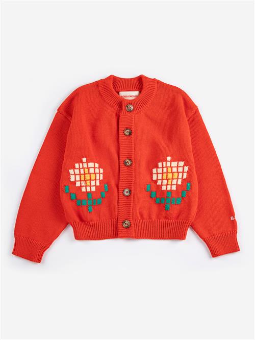 Bobo Choses Pixel Daisy Cardigan Red  Red 6-7 Y  Rød  6-7 år  Drenge