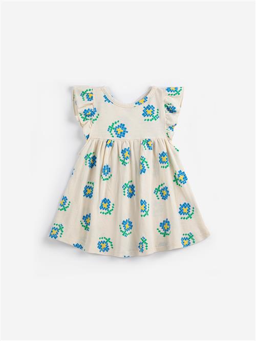 Bobo Choses Pixel Flowers All Over Kjole White  White 12 months  Hvid  12 måneder  Piger