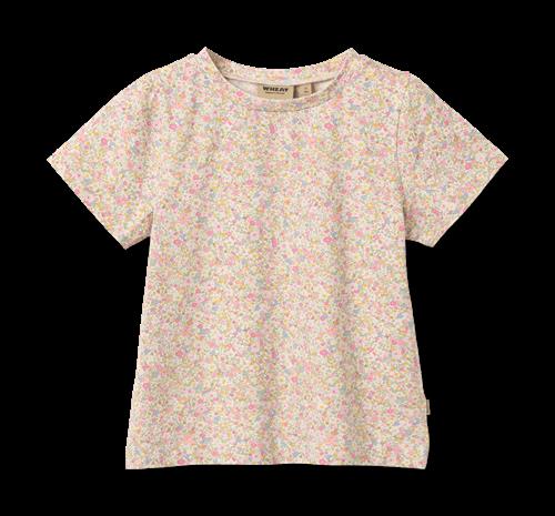 Wheat T-Shirt S/S Manna Blush Flower Meadow Blush Flower Meadow 122 cm  Lyserød  122 cm  Piger