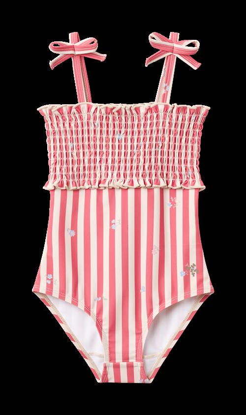Wheat Swimsuit Selma Red Stripe Flowers Red Stripe Flowers 98 cm  Rød  98 cm  Piger