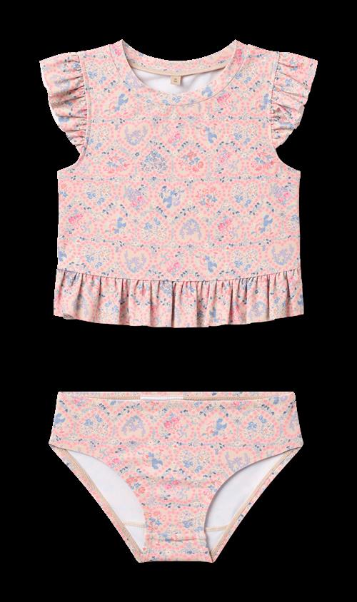 Wheat Swim Set 2-piece Alma Pink Heart Flowers Pink Heart Flowers 122 cm  Lyserød  122 cm  Piger