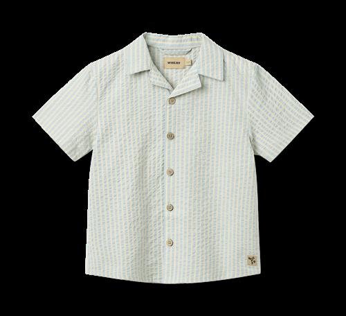 Wheat Shirt S/S Anker Summer Sky Stripe Summer Sky Stripe 110 cm  Grøn  110 cm  Drenge