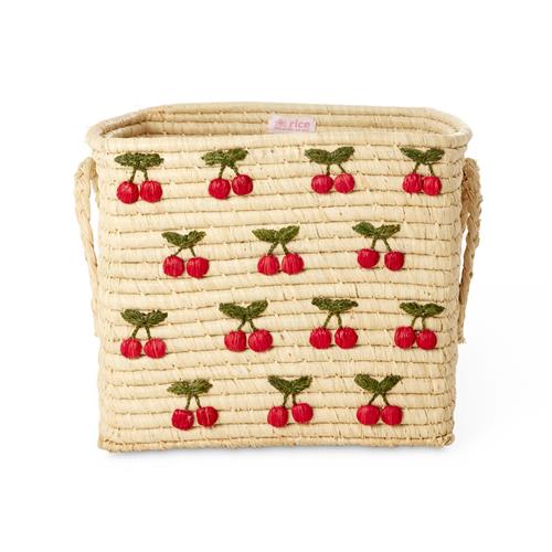 RICE Small Cherries Raffia-opbevaringskurv Nature  Nature One Size  Creme  One Size  Drenge, Piger