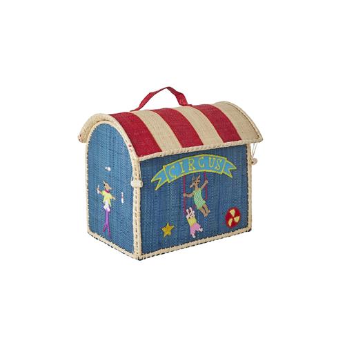 RICE Cirkus Ekstra Lille Raffia-opbevaringshus Blue  Blue XS  Blå  XS  Drenge, Piger