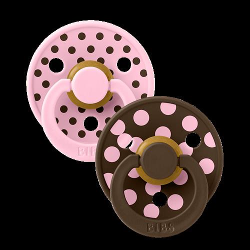 BIBS Studio Colour Polka 2-pak Runde Latex-sutter Baby Pink Mocha  Baby Pink Mocha 0+M  Lyserød  0+ måneder  Piger