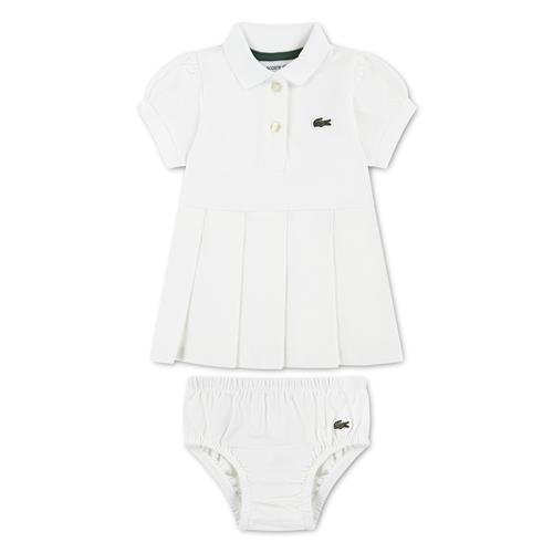 Lacoste Plisseret Kjole Farine  Farine 74 cm  Hvid  74 cm  Piger