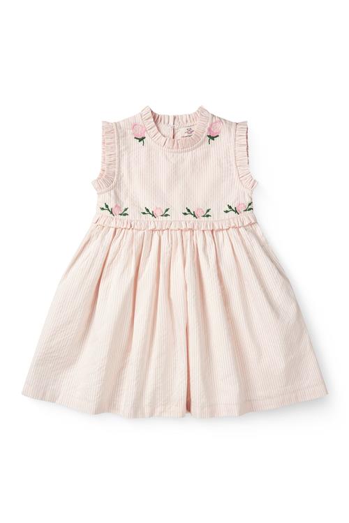 Copenhagen Colors GOTS Kjole Dusty Rose Cream Stripe  Dusty Rose Cream Stripe 92 cm  Lyserød  92 cm  Piger