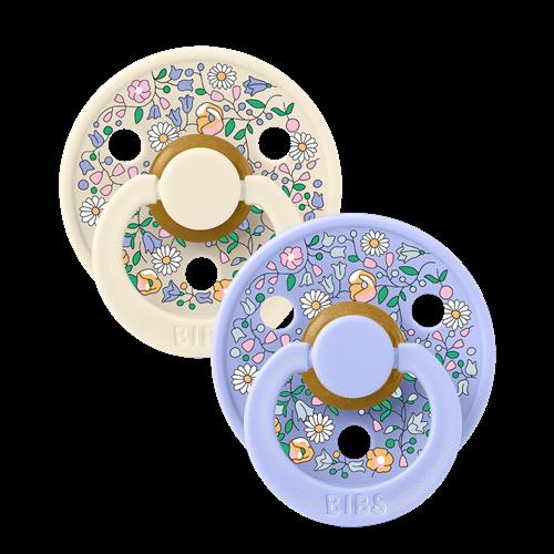BIBS Liberty Colour 2-pak Runde Latex-sutter Chloe Meadow Ivory Mix Chloe Meadow Ivory Mix 0+M  Hvid  0+ måneder  Drenge, Piger