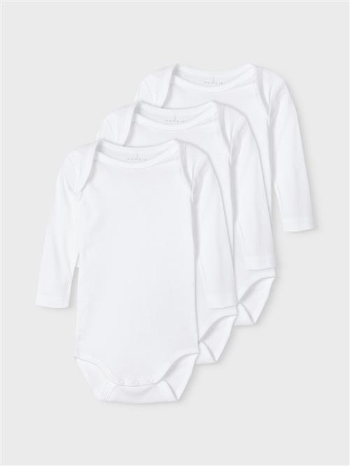 Name It Solid 3-pak Baby Bodys Bright White  Bright White 86 cm  Hvid  86 cm  Drenge, Piger