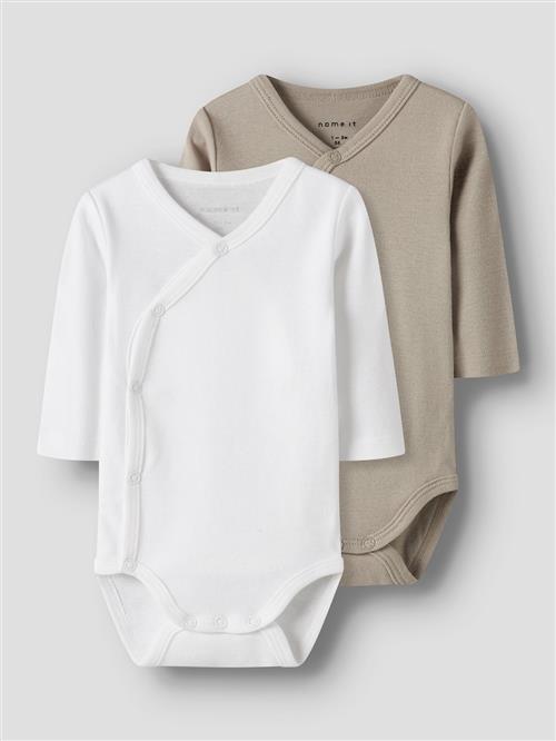 Name It Solid 2-pak Baby Bodys Pure Cashmere  Pure Cashmere 74 cm    74 cm  Drenge, Piger